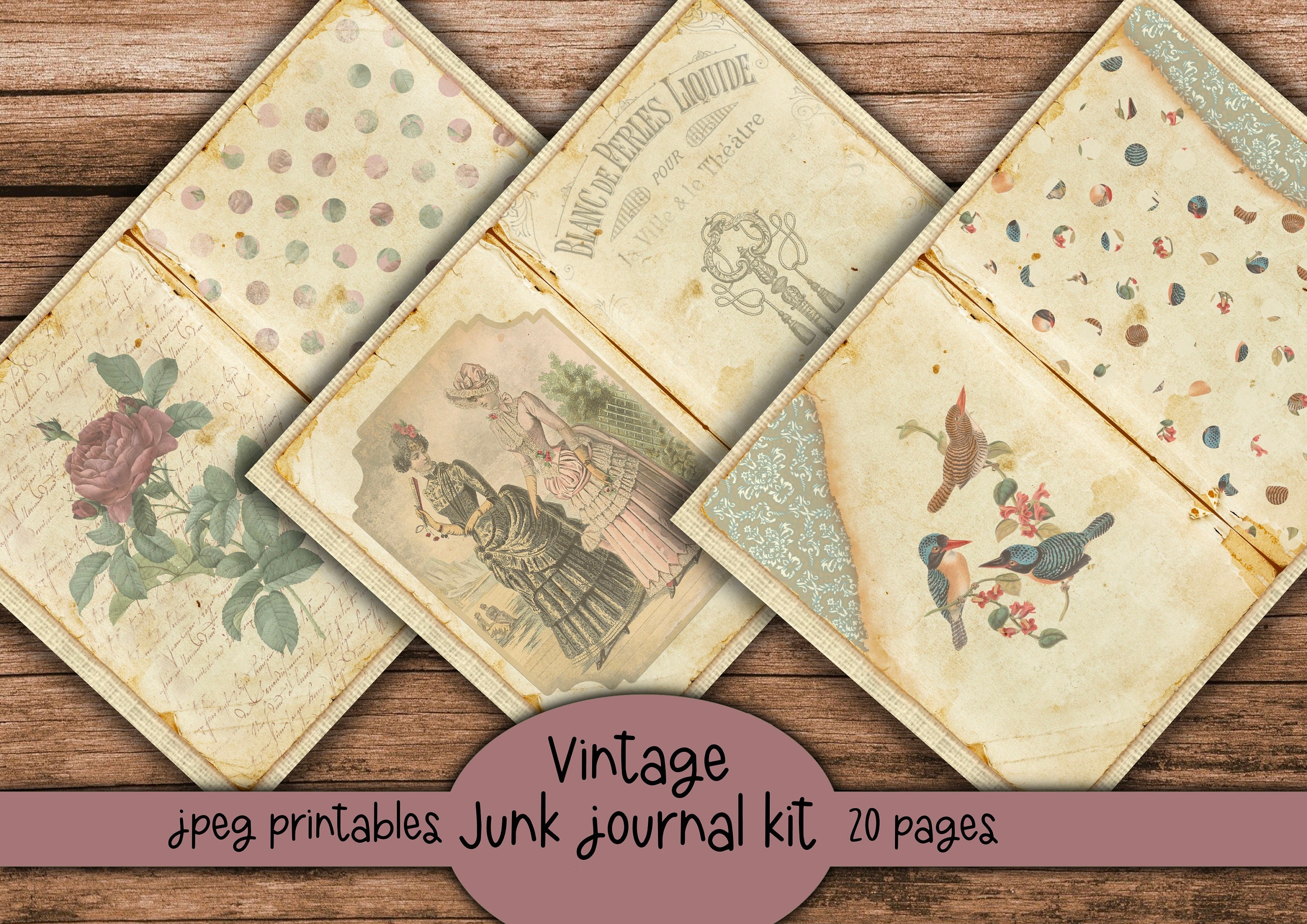 Vintage Inspired Junk Journal Kitvictorian Ephemera Printable Etsy