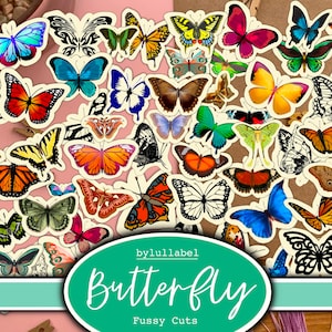 Mariposas efímeras de corte quisquilloso, collages de diarios basura, suministros de adorno, 60 imágenes diferentes, valor increíble. formato jpg
