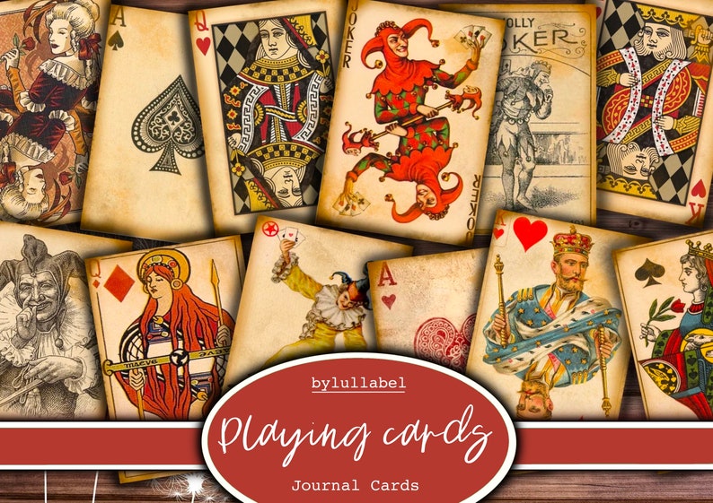 Vintage Playing Cards Ephemera: Queens, Jokers, ATC Cards (Digital Download) image 1