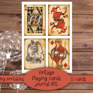 Vintage Playing Cards Ephemera: Queens, Jokers, ATC Cards (Digital Download) image 4