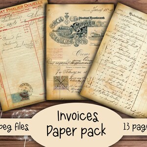 Vintage Rechnungen Printables,Junk Journal, Scrapbooking, Journaling, Scrap Papers, Ephemera, digitale Downloads Bild 4