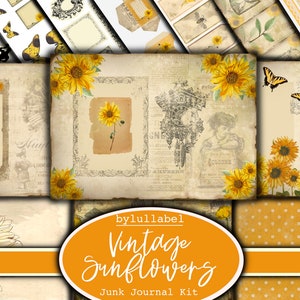 Vintage Sunflower Junk Journal Kit: Printable Ephemera (Digital Download)