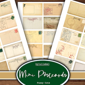 Mini Postkarte Ephemera, druckbare Wort Verzierungen, Junk Journal Zubehör, Clip Art, Scrapbooking Materialien, Vintage Stil Ephemera