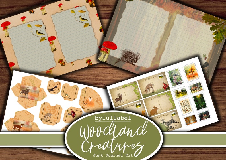 Woodland Creatures Junk Journal Kit Ephemera Printable Kit - Etsy