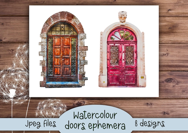 Watercolour Doors Papers Kit Ephemera Printable Kit Uk. Etsy