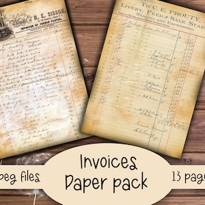 Vintage Rechnungen Printables,Junk Journal, Scrapbooking, Journaling, Scrap Papers, Ephemera, digitale Downloads Bild 5