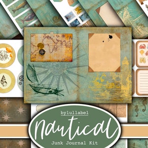 Nautical Junk Journal Kit, Printable At Sea Journal Kit, Water Junk Journal Pack, Abbellimenti, Scrapbook Junk Journal,