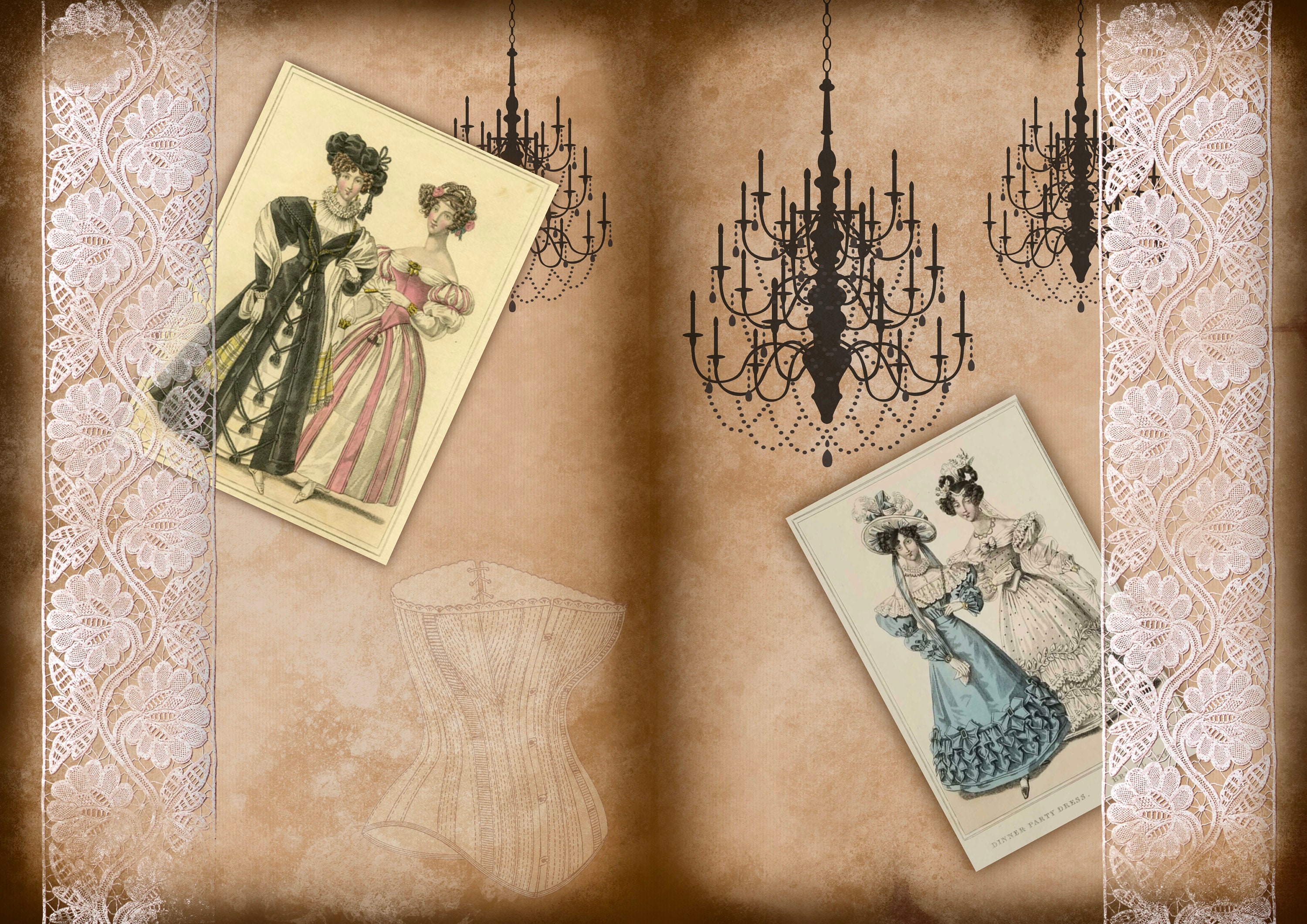 Vintage Lace Junk Journal Pages: Victorian Ephemera Paper Kit (digital ...
