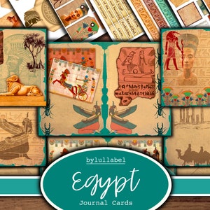 Kit de journal indésirable égyptien, kit imprimable éphémère, Royaume-Uni. Egypte, papier cléopâtre, pochettes, étiquettes, étiquettes, pages de papier brouillon, embellissements, cadeau