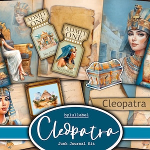 Cleopatra Junk Journal Kit, Ägypten Ephemera Printable Kit, Packung, uk. Papier, Taschen, Etiketten, Tags, Scrap Paper Seiten, Verzierungen, Geschenk