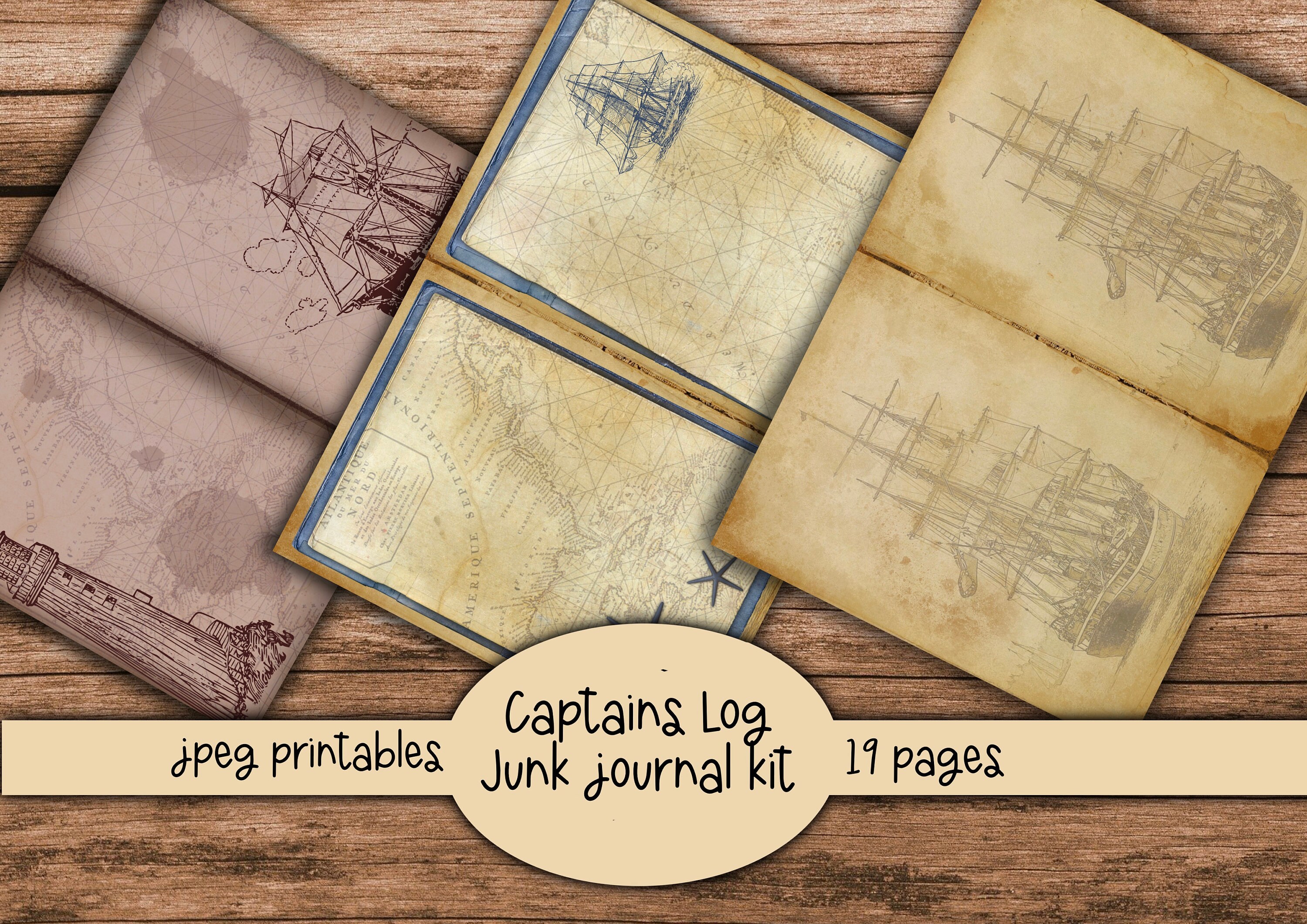 Captain Journal Captains Log Junk Journal Kit: Nautical Ephemera (digital Download) - Etsy