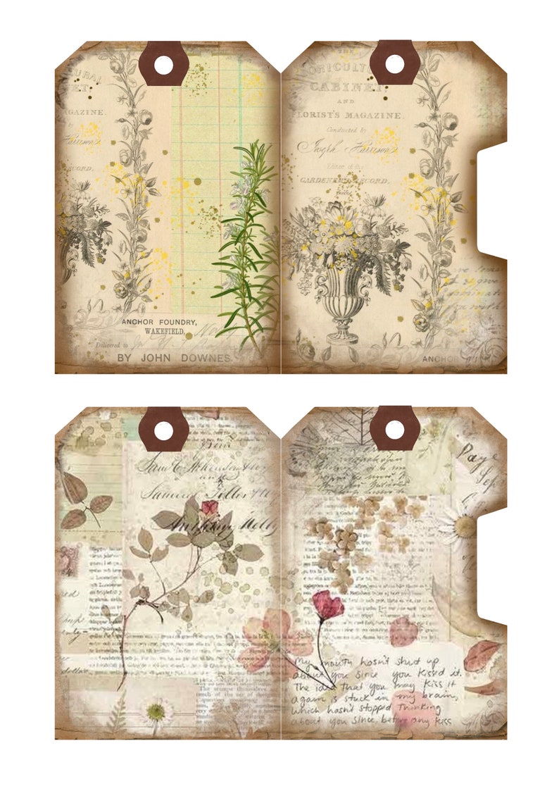 Printable Tag Pockets Folios Junk Journal Insert Ephemera. - Etsy
