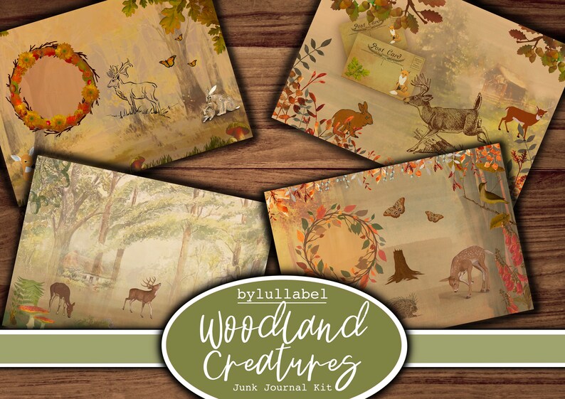 Woodland Creatures Junk Journal Kit Ephemera Printable Kit - Etsy