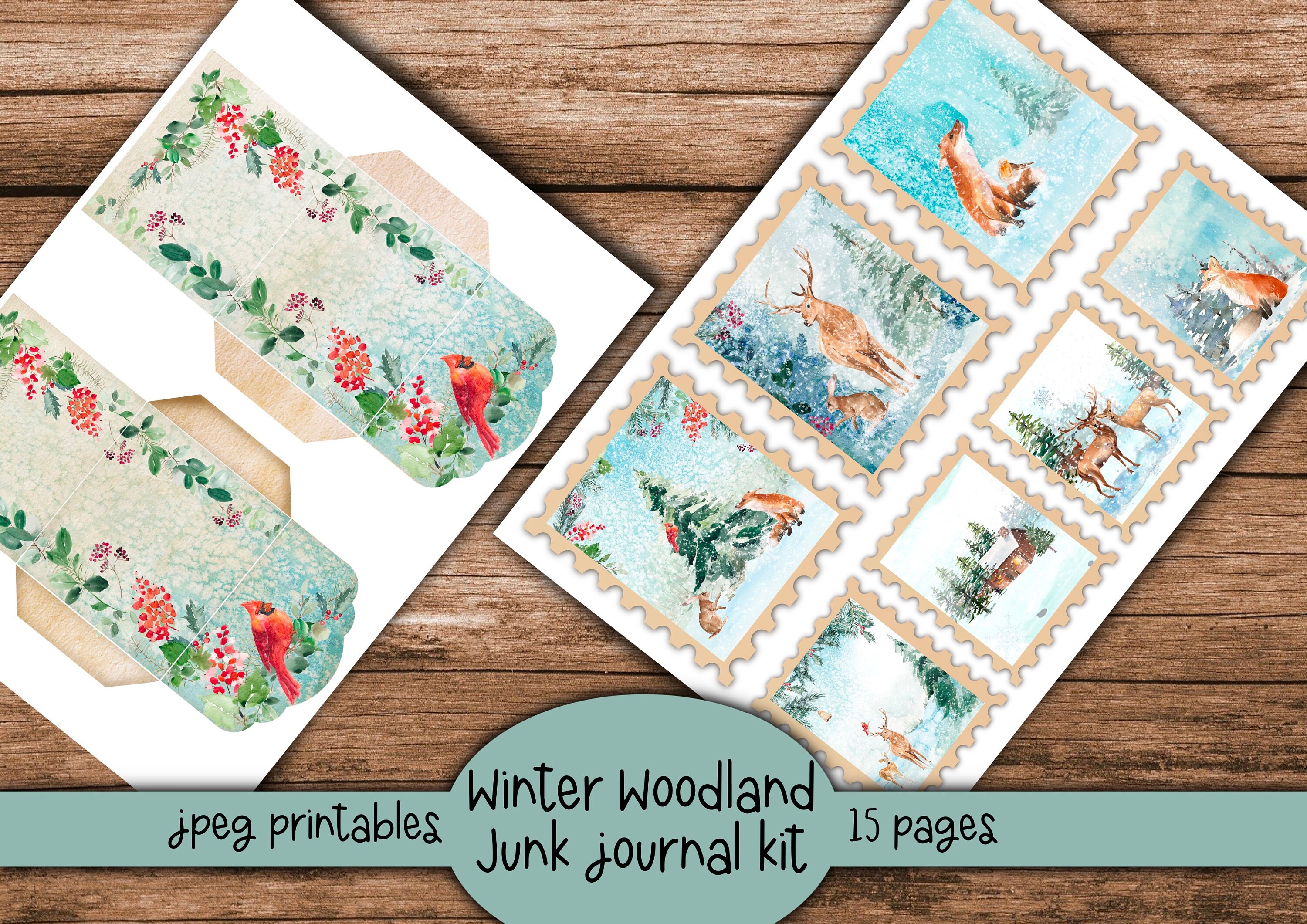 Winter Woodland Junk Journal Kit: Ephemera Paper (digital Download) - Etsy