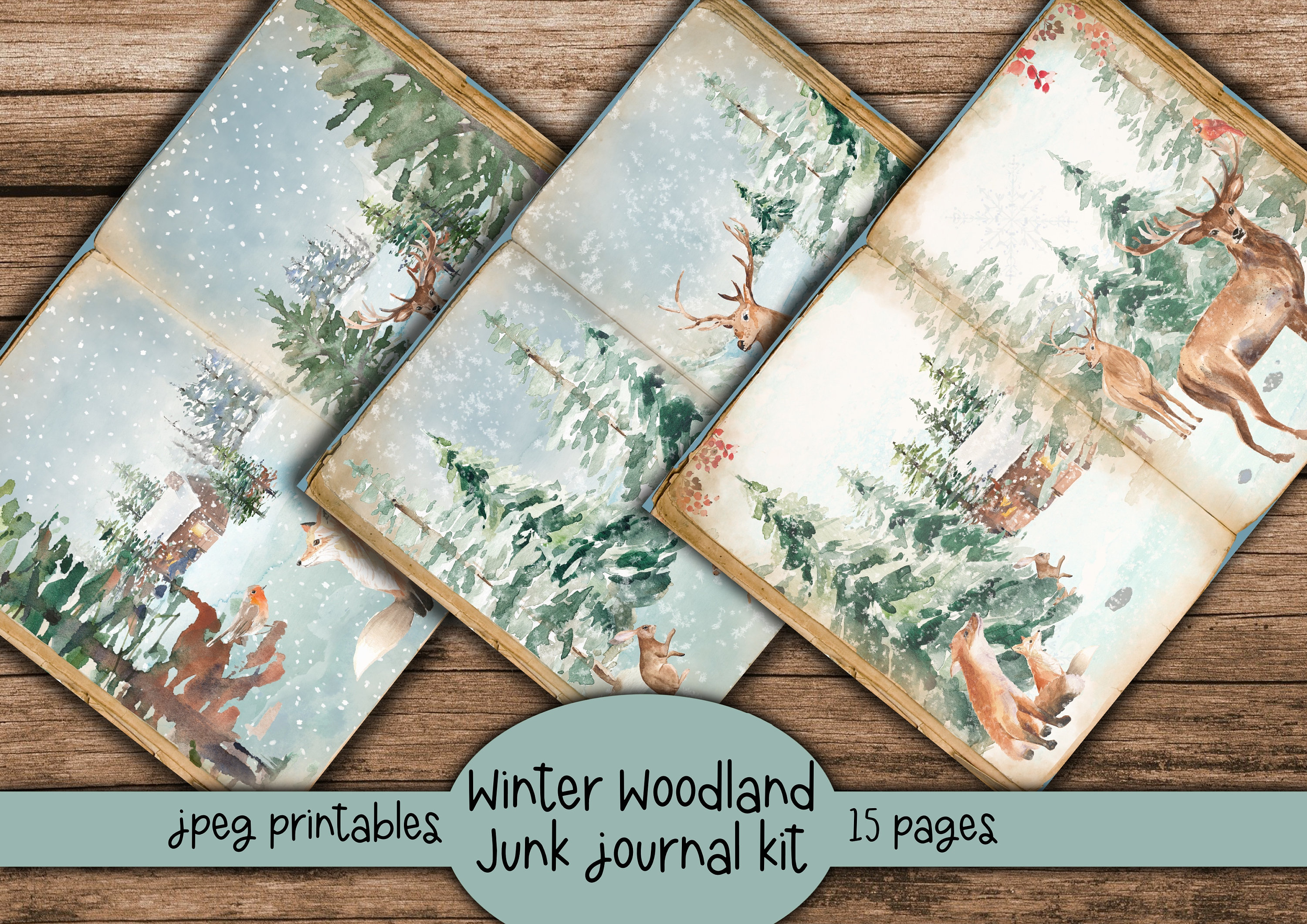 Winter Woodland Junk Journal Kit: Ephemera Paper (digital Download) - Etsy
