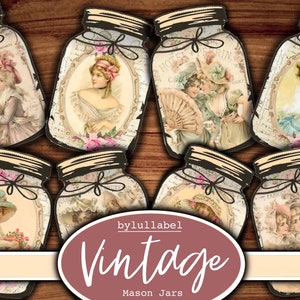 Vintage ladies jars, drobiazgowe cięcia, efemerydy, do druku, do pobrania. Ponad 10 do wyboru. Junk journal, pamiętnik, album ze zdjęciami lub kolaż.