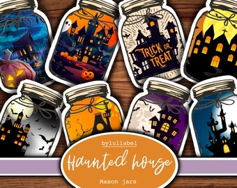 Haunted House  jars, fussy cuts,ephemera,printable, downloads. 10 plus to choose from. Junk journal, diary, scrapbook or collage.