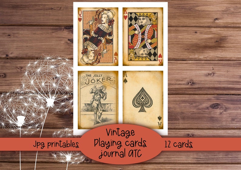 Vintage Playing Cards Ephemera: Queens, Jokers, ATC Cards (Digital Download) image 6