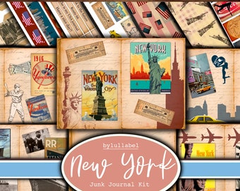 New York Junk Journal Kit: kortstondige VS (digitale download)