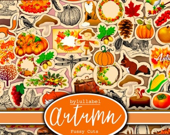 Autumn Ephemera Fussy Cuts: Junk Journal Collage Supplies (JPG)