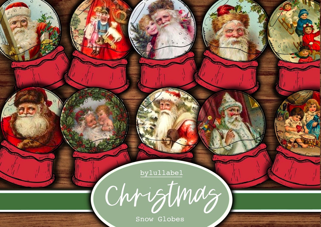 Christmas Vintage Snow Globes Fussy Cutsephemeraprintable Etsy