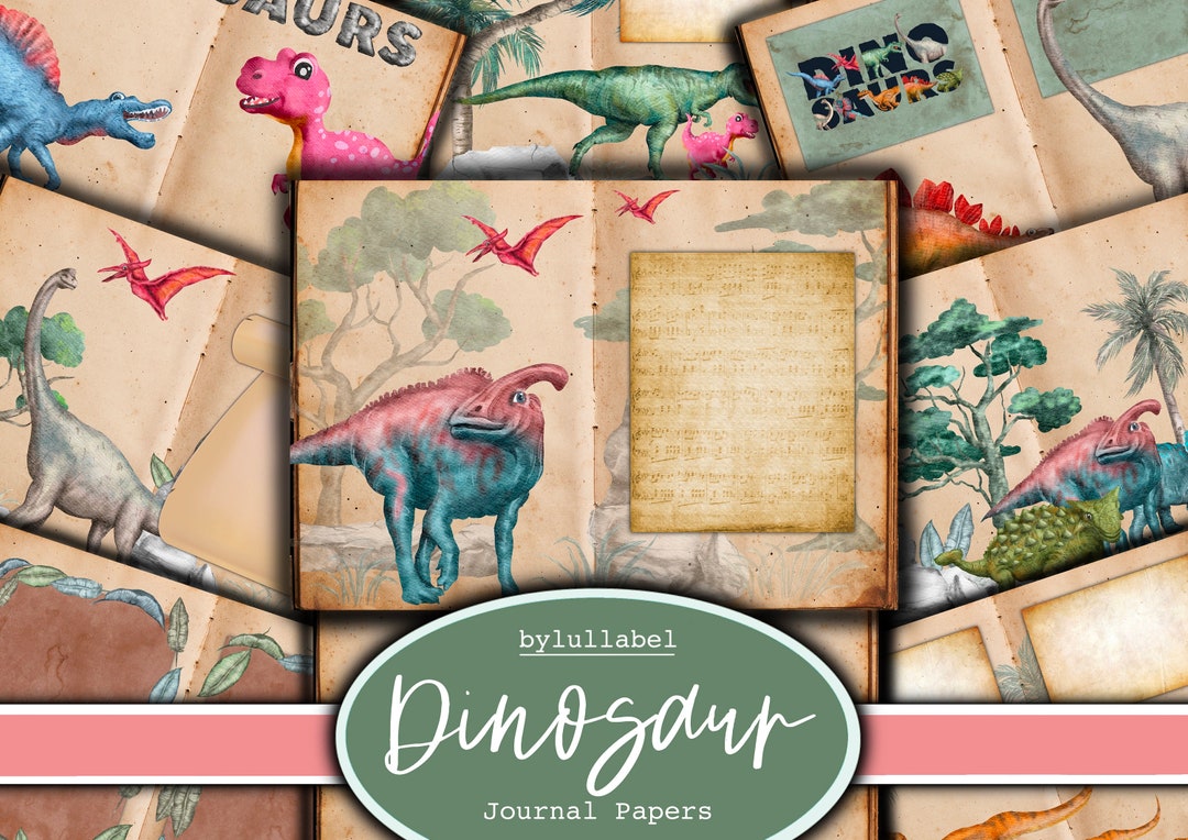 Dinosaur Printables, Paper Kit Pages, Dino Junk Journal, Scrapbooking ...