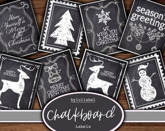 Christmas chalkboard labels, black and white, junk journal ephemera, Winter embellishments, junk journal supplies, fussy cuts