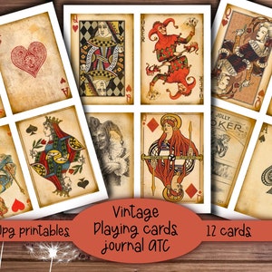 Vintage Playing Cards Ephemera: Queens, Jokers, ATC Cards (Digital Download) image 3