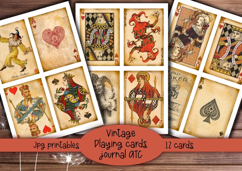 Vintage Playing Cards Ephemera: Queens, Jokers, ATC Cards (Digital Download) image 3