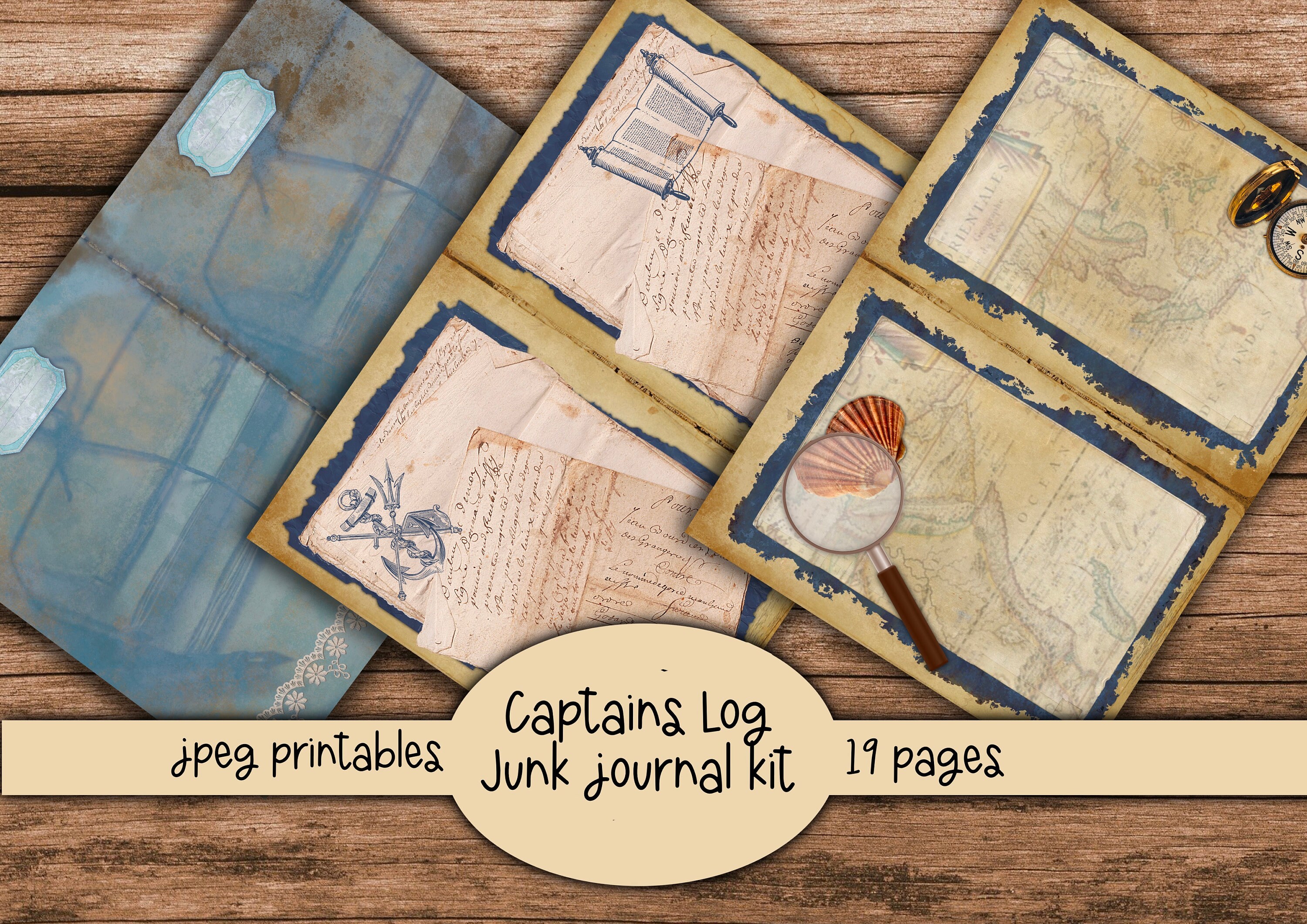 Captains Log Junk Journal Kit Nautical Ephemera Printable | Etsy