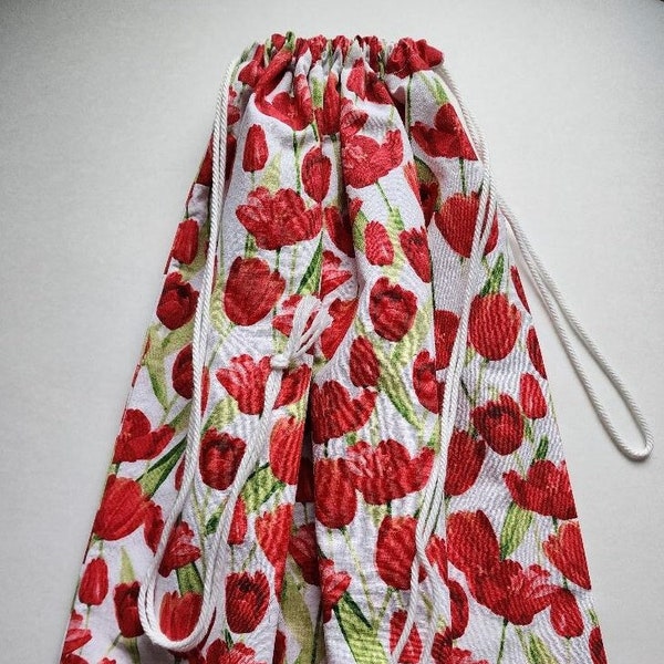 Travel Laundry Bag - tulips laundry bag, flowered travel bag, tulip bag, drawstring laundry bag, RV laundry bag, travel laundry bag