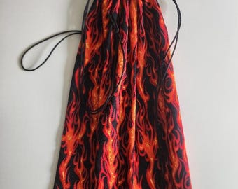 Travel Laundry Bag, flames print bag, flames print laundry bag, RV bag, travel laundry bag, dorm room