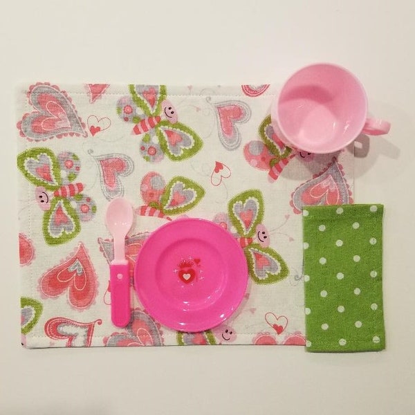 Choice of: Tea Party Placemat and Napkin, tea party, gift for child, tea party setting, play tea party, tea party placemat