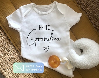 Hello Grandma Onesie , Hello Onesie , Announcement Onesie , Baby announcement Onesie  ® , Grandparents Onesie  ® , Grandma bodysuit