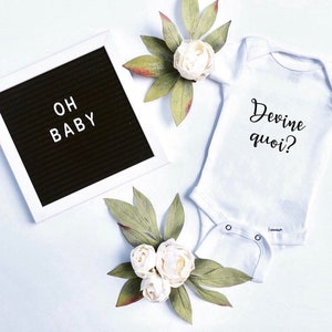 devine quoi Onesie ® , allo papa Onesie ® , annonce de naissance , guess what , baby announcement ® , pregnancy reveal , baby reveal