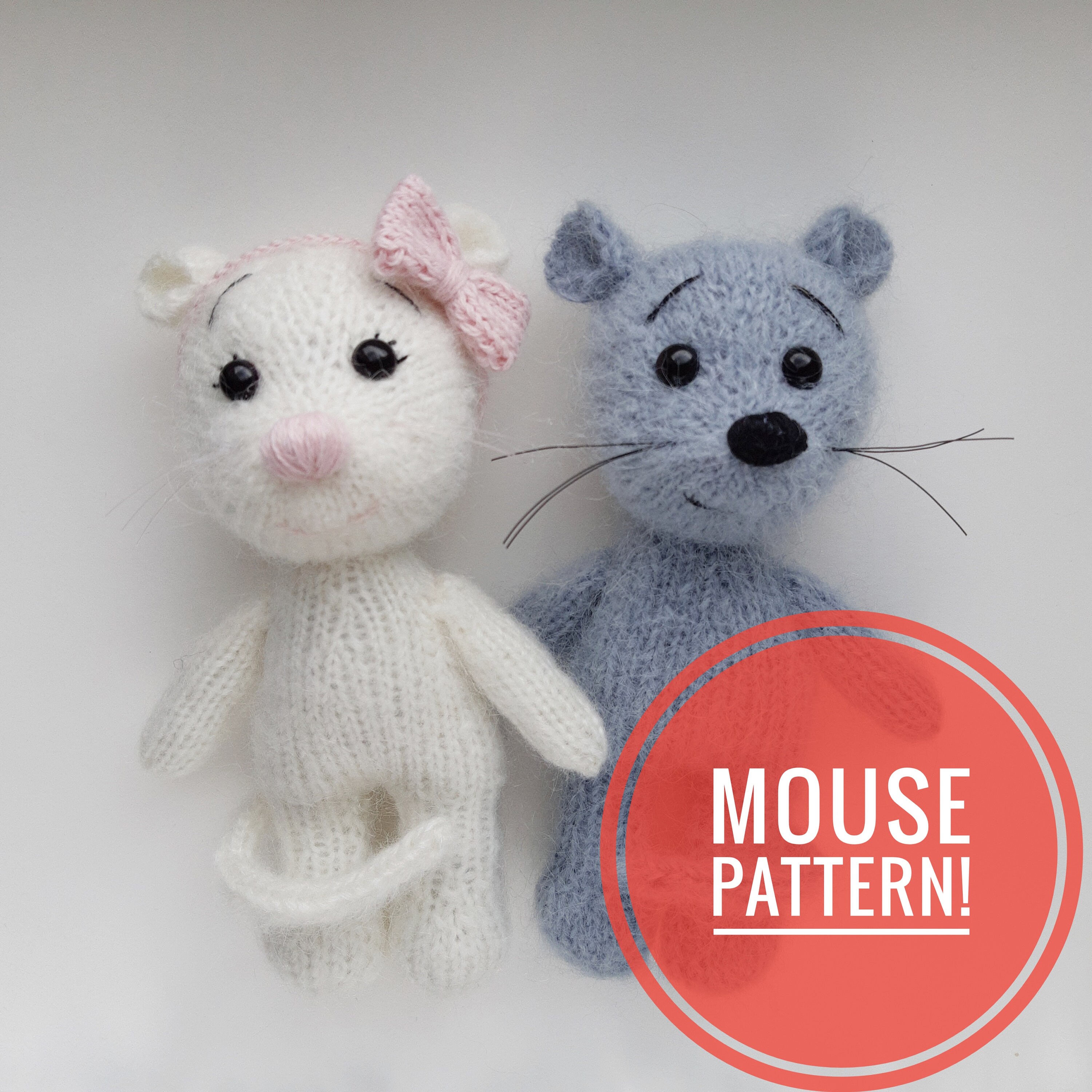 Mouse knitting pattern. Amigurumi knit tutorial. Animal toy Etsy