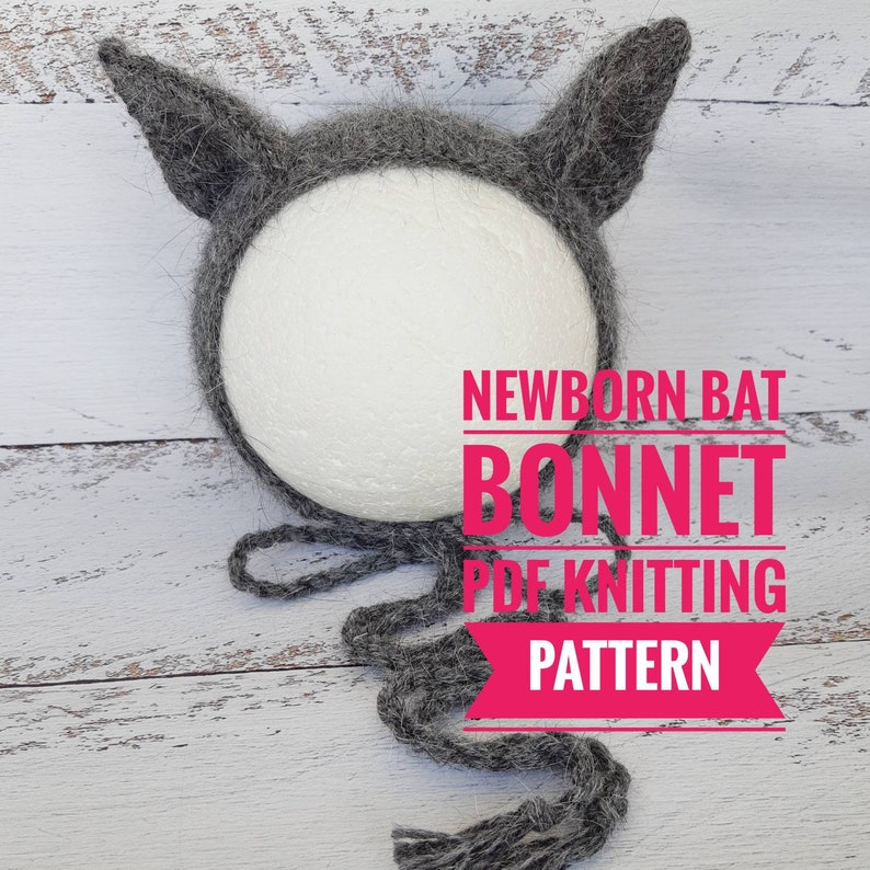 Animal bonnet knitting pattern. Bat bonnet knitting pattern Newborn hat tutorial