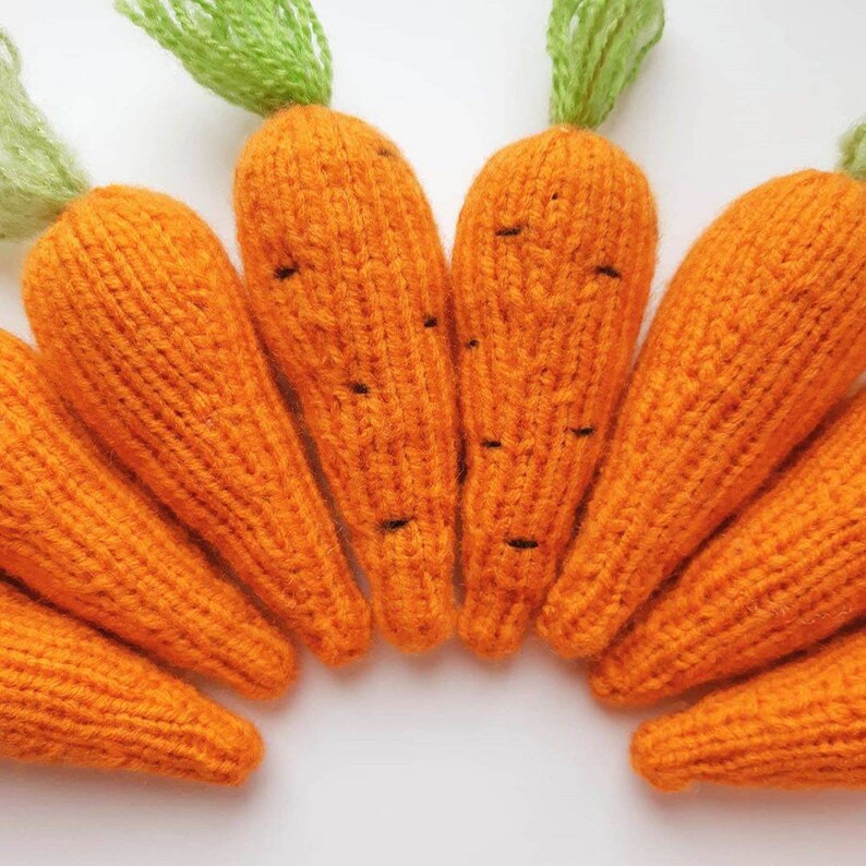 Carrot knitting pattern. Knitting vegetables. Easter props Etsy