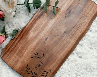 Engraved Acacia Wood Cheese Board, Personalized Wedding Gift
