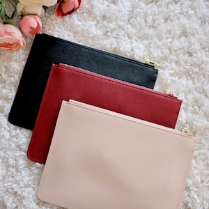 Personalised Bridesmaid Clutch Bag, Saffiano Leather, Monogram Initial Pouch, Maid of honour Gift, Proposal Gifts, Wedding Clutch
