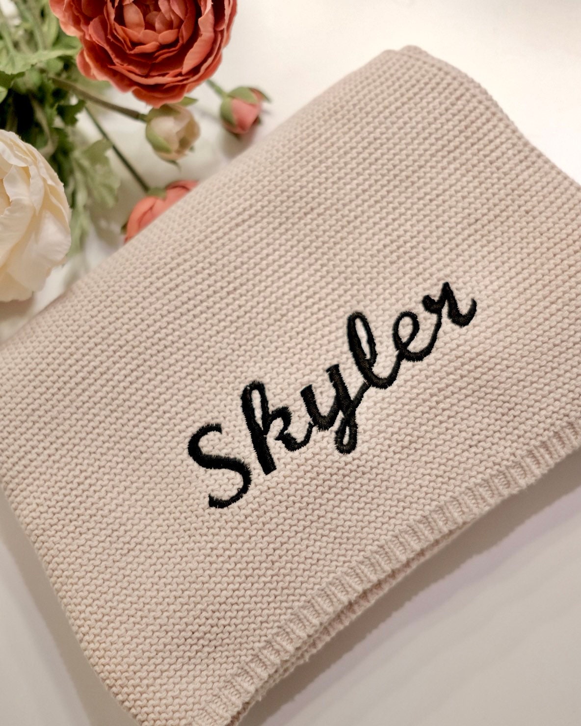 Embroidered Personalised Baby Blankets Personalised Knit Baby Etsy