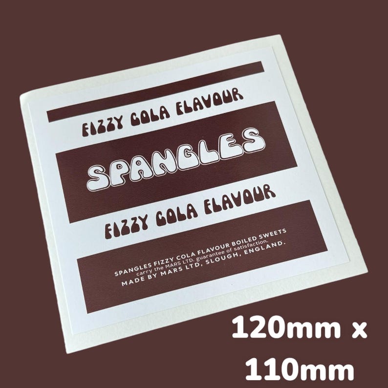 Spangles Sweets Wrapper Fizzy Cola Spangles Classic Sweet Wrapper Classic Vinyl Sticky Back ...