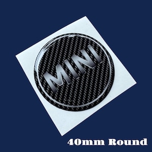 40mm carbon effect  MINI Resin 3D Gel stick on Badge Classic or Modern Bonnet R50 R52 R53 R54