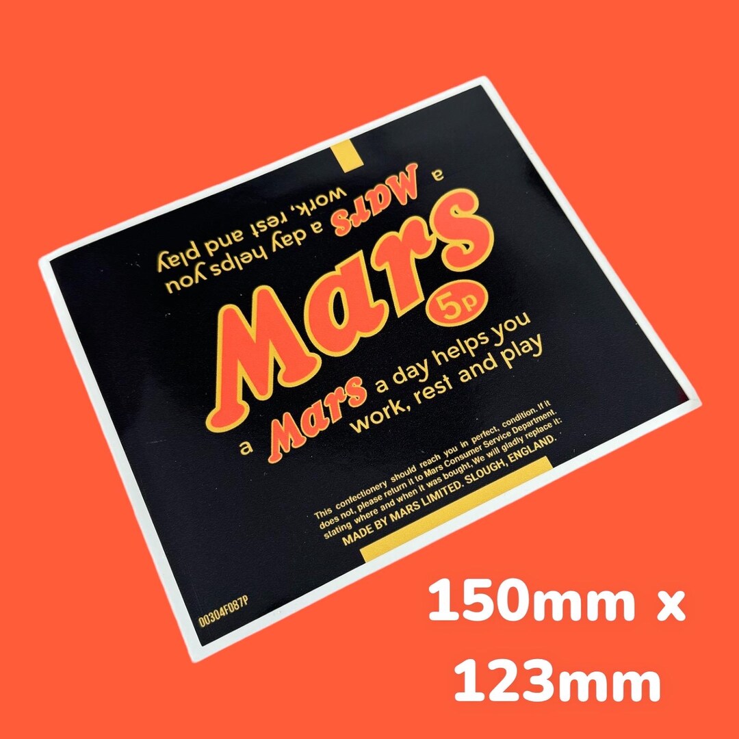 Mars Bar Vintage Sweet Wrapper Dummy Classic Vinyl Sticker 1960 5p - Etsy