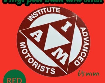 IAM Institute of Advanced Motoring Vinyl Sticker Badge red Colour Classic Motorcycle