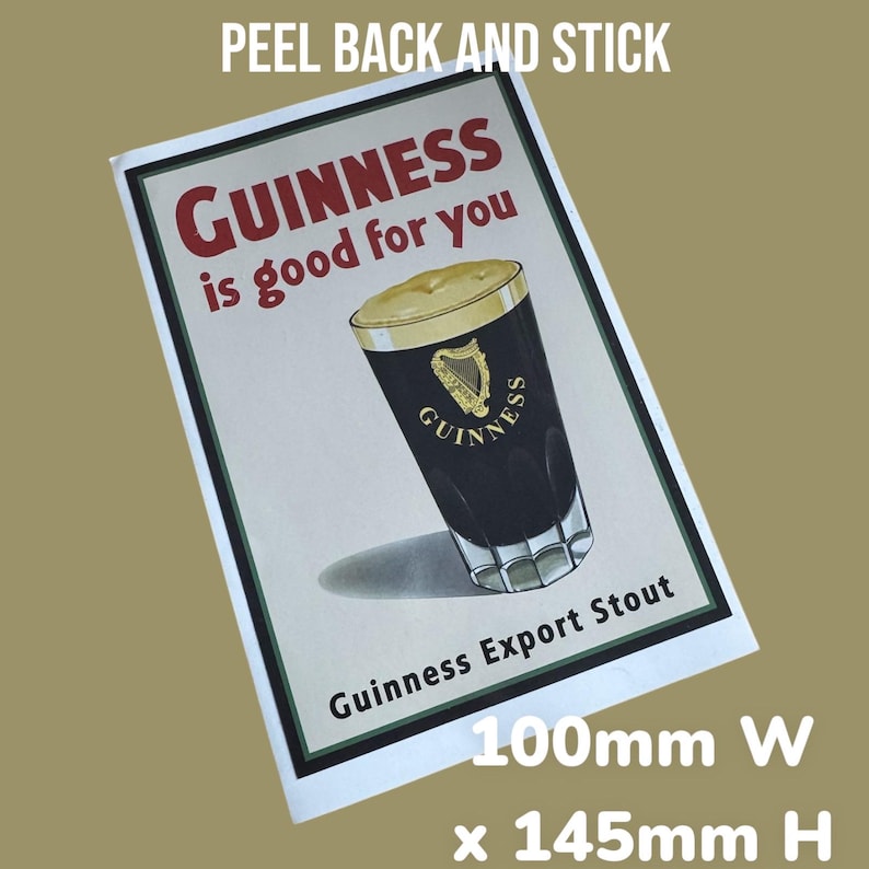 May include: A vintage Guinness advertisement featuring a glass of Guinness Export Stout with the slogan "Guinness is good for you". The ad is printed on a white background with red and black text. The ad measures 100mm wide by 145mm high.