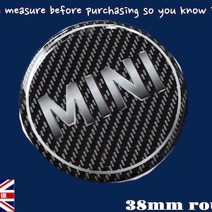 38mm carbon effect  MINI Resin 3D Gel stick on Badge Classic or Modern Bonnet
