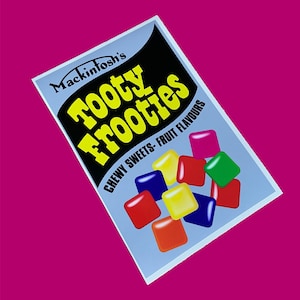 Vintage Sweet Wrapper Tooty Frooties Classic Vinyl Sticker 1960’s Mackintosh 70s