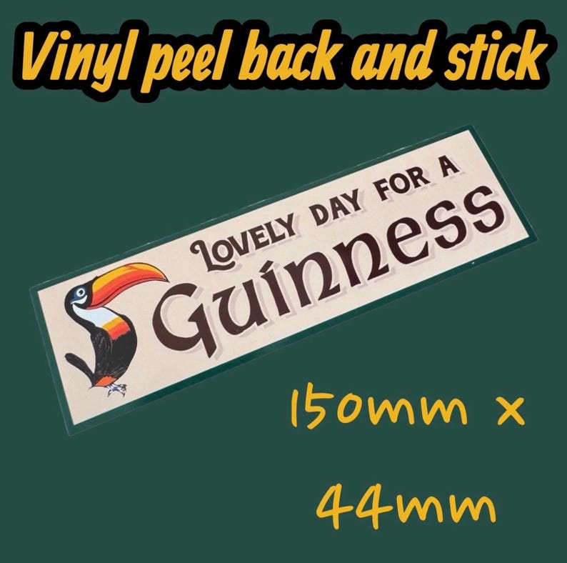 Lovely Day For A Guinness vinyl sticker man cave pub bar Toucan Beer Export Bird image 1