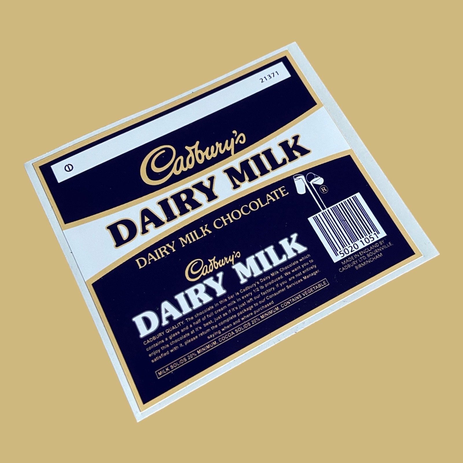 Cadburys Chocolate Vintage Sweet Wrapper Classic Vinyl Sticker Dummy ...